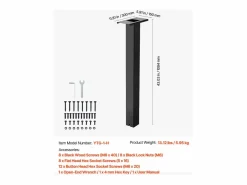 New Poste de Buzón SucceBuy, 109,4 x 30 x 15 cm, Soporte de Buzón Empotrado Acero Revestimiento en Polvo, con Placa Universal Negro