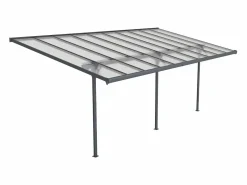 Hot EXPERTLAND Pérgola adosada aluminio 18,8 m² antracita ALVARO - Ancho 618 x Prof305 x Alt240/285 cm Gris antracita