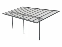 Hot EXPERTLAND Pérgola adosada aluminio 18,8 m² antracita ALVARO - Ancho 618 x Prof305 x Alt240/285 cm Gris antracita