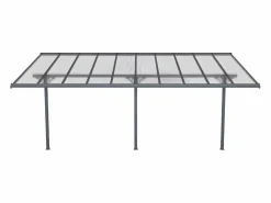 Hot EXPERTLAND Pérgola adosada aluminio 18,8 m² antracita ALVARO - Ancho 618 x Prof305 x Alt240/285 cm Gris antracita