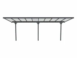 Hot EXPERTLAND Pérgola adosada aluminio 18,8 m² antracita ALVARO - Ancho 618 x Prof305 x Alt240/285 cm Gris antracita