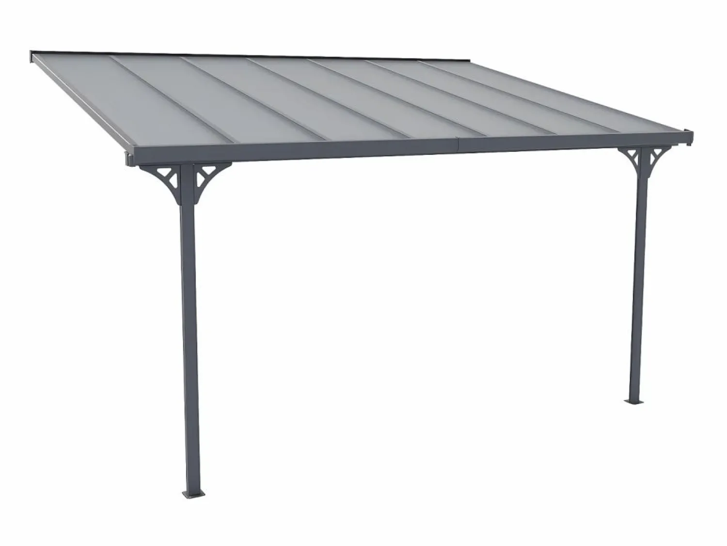 New Pérgola adosada aluminio 13,2 m² antracita ALVARO - Ancho 436 x Prof 305 x Alt 240/285 cm Pérgola