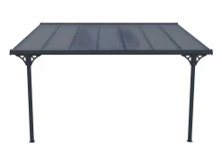 New Pérgola adosada aluminio 13,2 m² antracita ALVARO - Ancho 436 x Prof 305 x Alt 240/285 cm Pérgola