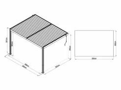 Online Pérgola adosada bioclimática de aluminio con láminas orientables 11,85 m², MANDELLO Pérgola