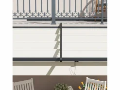 Clearance Pérgola adosada con techo retráctil, estructura de aluminio, color crema (297x297x230cm) Blanco