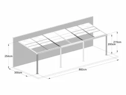 Discount Pérgola adosada con techo deslizante - 27 m² - antracita - IZEDA Pérgola