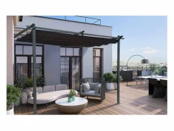Clearance Habitat et jardin Pérgola adosada con techo retráctil - 3 x 3 m - Gris antracita