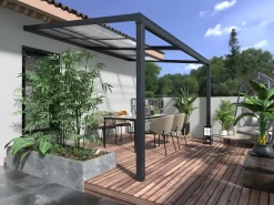 Best EXPERTLAND Pérgola adosada con techo deslizable, 12m², antracita IZEDA Gris antracita