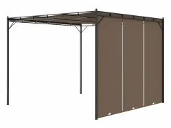 Online Pérgola Amapola techo corredizo + cortina lateral taupe 225x300x300 cm Cenador Y Quiosco