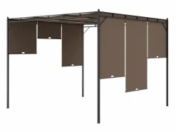Online Pérgola Amapola techo corredizo + cortina lateral taupe 225x300x300 cm Cenador Y Quiosco