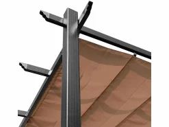 DripeX Pérgola autoportante 3 × 4 x 2.23 m - techo retráctil - lona marrón - estructura de aluminio -