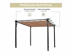 DripeX Pérgola autoportante 3 × 4 x 2.23 m - techo retráctil - lona marrón - estructura de aluminio -