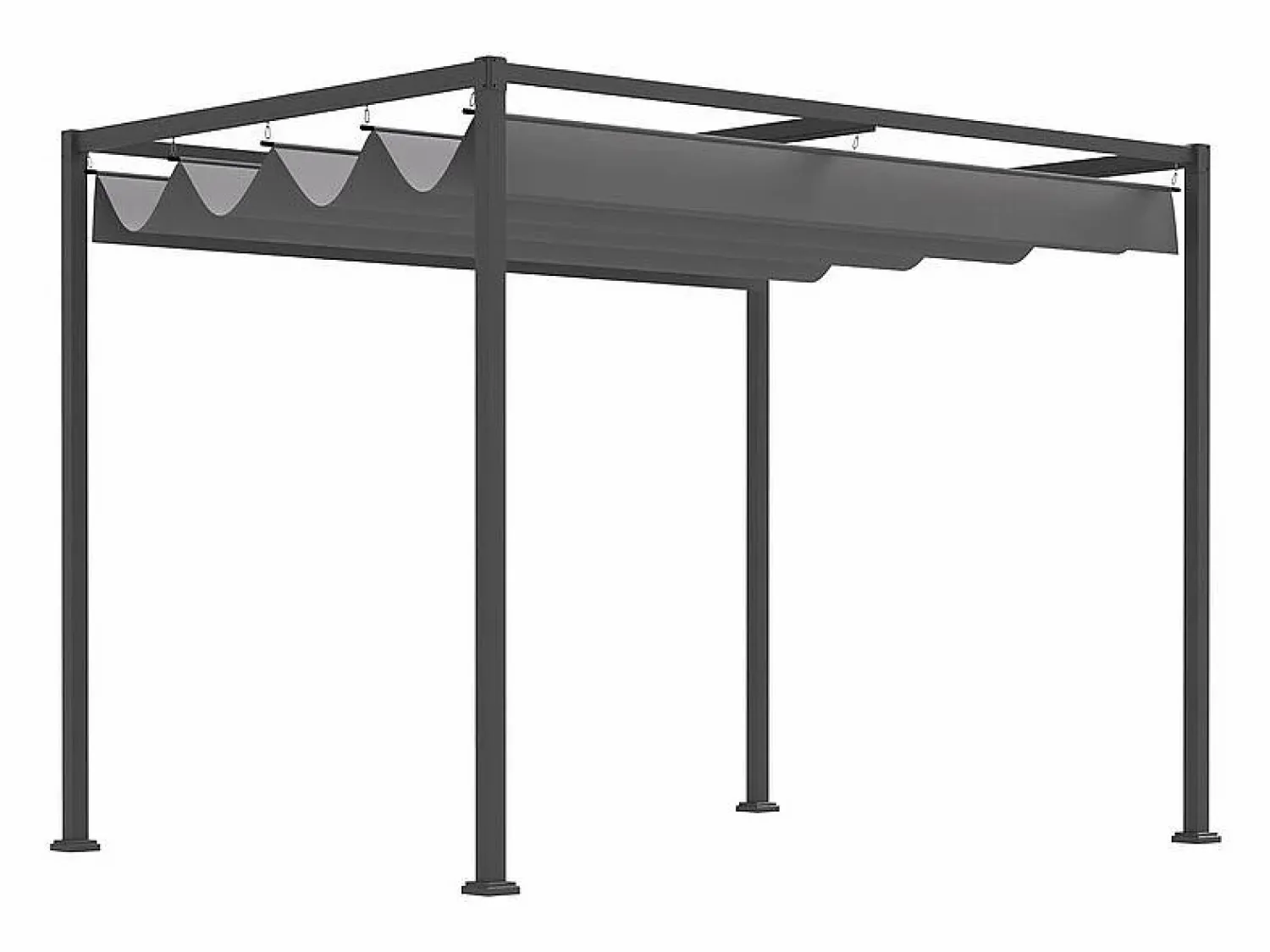 Online Pérgola autoportante en metal 298 x 213 x 221 cm, con techo abatible - lona corrediza - Pérgola