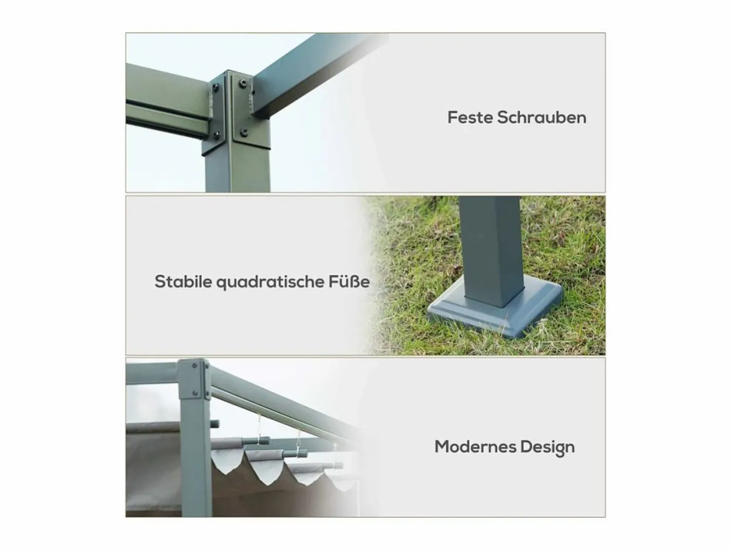 Online Pérgola autoportante en metal 298 x 213 x 221 cm, con techo abatible - lona corrediza - Pérgola