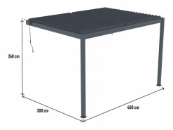 Online Habitat et jardin Pérgola bioclimática adosada "Windsor" con led - 3 x 4 m - Antracita Gris