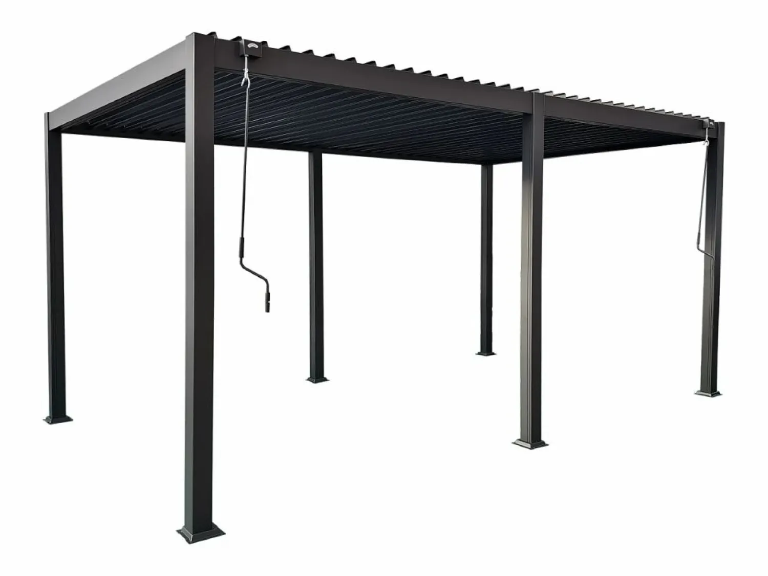 Hot EXPERTLAND Pérgola bioclimática aluminio 15m² cortina retráctil An.300 cm - Antracita - ALMAFI Gris antracita