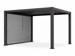 Hot Pérgola bioclimática autoportante aluminio 12m² cortina retráctil - Antracita - ALMAFI Pérgola