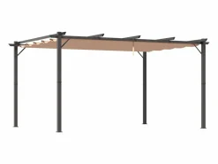 New Pérgola Bioclimática Autoportante 3x4 m – Techo de Tela Retráctil de Aluminio – Toldo Ajustable para Terraza, Resistente a UV e Impermeable para Jardín Gris