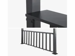 Sweeek Pérgola bioclimática de aluminio y acero 3x4m + bar 3m antracita Negro