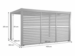 Clearance Pérgola bioclimática de aluminio y acero 3x4m + 3 persianas 1.3m Pérgola