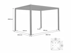 Clearance Pérgola bioclimática de aluminio con iluminación led 3x4m antracita Pérgola