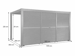 Sweeek Pérgola bioclimática de aluminio y acero 3x4m + 3 persianas de 1.3m