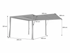 Sweeek Pérgola bioclimática de aluminio y acero 3x4m + toldo 4m antracita
