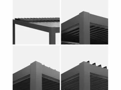 Sweeek Pérgola bioclimática de aluminio y acero 3x4m + toldo 4m antracita