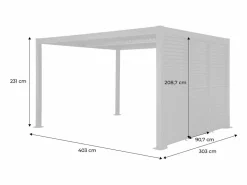 Sweeek Pérgola bioclimática de aluminio y acero 3x4m + 3 persianas de 1m con