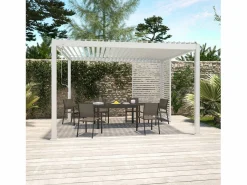 Online Sweeek Pérgola bioclimática de aluminio 3x4m + 3 persianas de 130cm Blanco