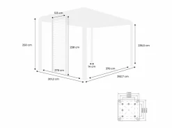 Outlet Sweeek Pérgola bioclimática de aluminio 3x4m + 3 persianas de 130cm antracita Negro