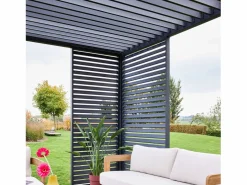 Outlet Sweeek Pérgola bioclimática de aluminio 3x4m + 3 persianas de 130cm antracita Negro