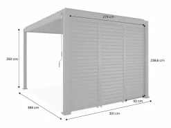 Sweeek Pérgola bioclimática de aluminio 3x4m + 3 persianas 1m lamas