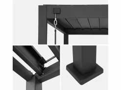 Sweeek Pérgola bioclimática de aluminio 3x4m + persianas verticales de 1m y Gris