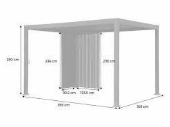 Sweeek Pérgola bioclimática de aluminio 3x4m + persianas verticales de 1m y Gris