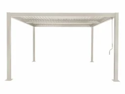 Sweeek Pérgola bioclimática de aluminio y acero con lamas orientables, Beige