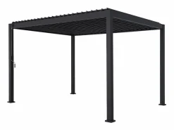 Sweeek Pérgola bioclimática de aluminio 3x4m + 3 persianas verticales 1m Negro