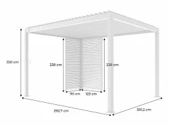 Sweeek Pérgola bioclimática de aluminio 3x4m + 1 persiana 1m+ 1 persiana 1.3m