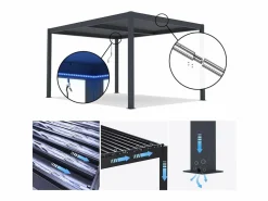 Habitat et jardin Pérgola bioclimática "Windsor" de aluminio con led 3 x 4 -