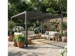 Discount Pérgola bioclimática 3x4 m para jardín de aluminio manual Trinidad - Gris
