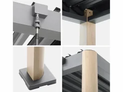 Sweeek Pérgola bioclimática 3x3m de aluminio y acero con lamas orientables y Marru00f3n