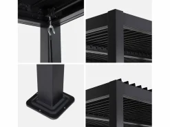Discount Sweeek Pérgola bioclimática 3x3m de lamas de aluminio y acero Negro