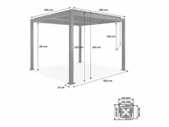 Hot Sweeek Pérgola bioclimática 3x3m de lamas de aluminio y acero antracita Gris antracita