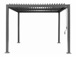 Hot Sweeek Pérgola bioclimática 3x3m de lamas de aluminio y acero antracita Gris antracita