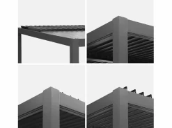 Hot Sweeek Pérgola bioclimática 3x3m de lamas de aluminio y acero antracita Gris antracita