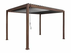 Sale Sweeek Pérgola bioclimática 3x4m de aluminio con lamas orientables madera Marru00f3n chocolate