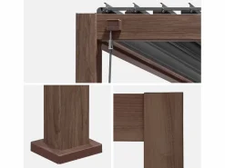 Sale Sweeek Pérgola bioclimática 3x4m de aluminio con lamas orientables madera Marru00f3n chocolate
