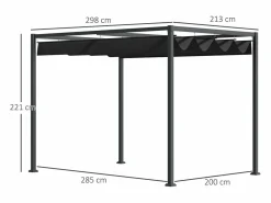 Best Pérgola con techo corredizo, de metal, color y gris (298x213x221cm) Negro