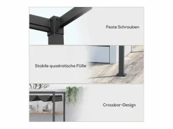 Best Pérgola con techo corredizo, de metal, color y gris (298x213x221cm) Negro