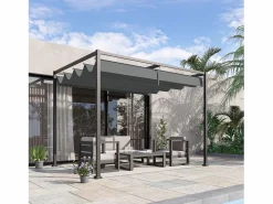 Best Pérgola con techo corredizo, de metal, color , poliéster resistente a la intemperie (298x213x221cm) Pérgola